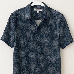 Vince Camuto Navy Floral Short Sleeve Shirt